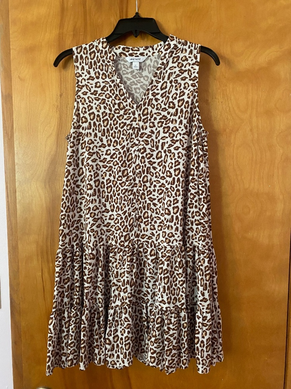 Nine West Sleeveless Leopard Print Tiered Mini Dress